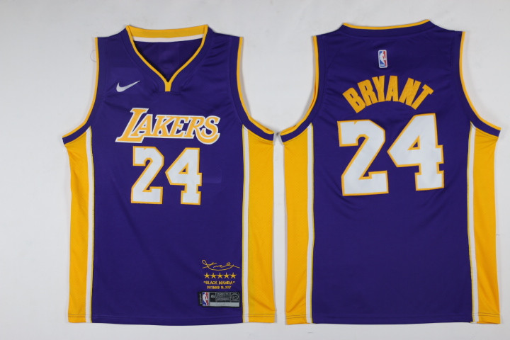 2020 Men Los Angeles Lakers #24 bryant purple NBA jersey style 2